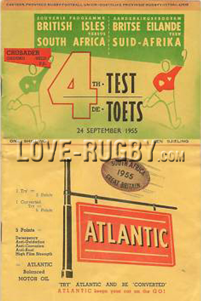 1955 South Africa v British Isles  Rugby Programme